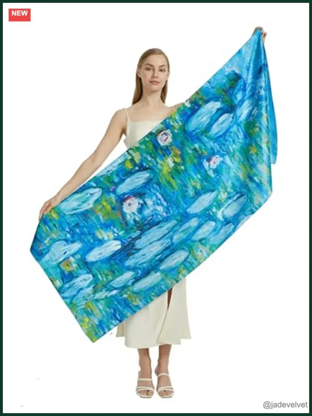 Women's Fashion Scarf Double Sided Floral Shawl Lightweight Polyester Satin Wrap